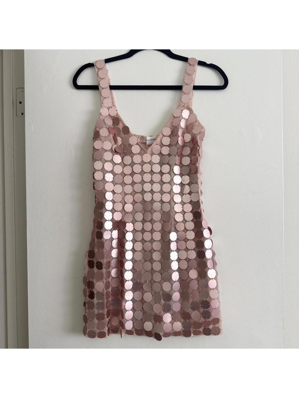 Lovers + Friends Gilles Sequin Mini Dress in Light Pink